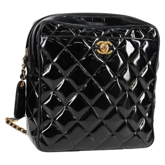 CHANEL Matelasse Backpack Patent leather Black Gold CC Auth - Picture 1 of 16